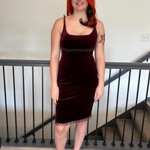 burgundy y2k satin asymmetrical sleeveless mini dress Renata asymmetrical