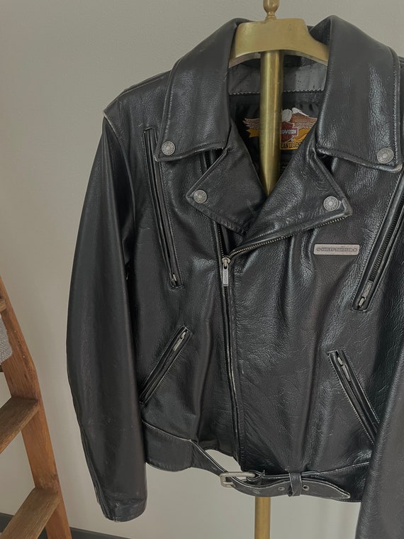 Vintage 2002 Harley Davidson black leather jacket. - image 3