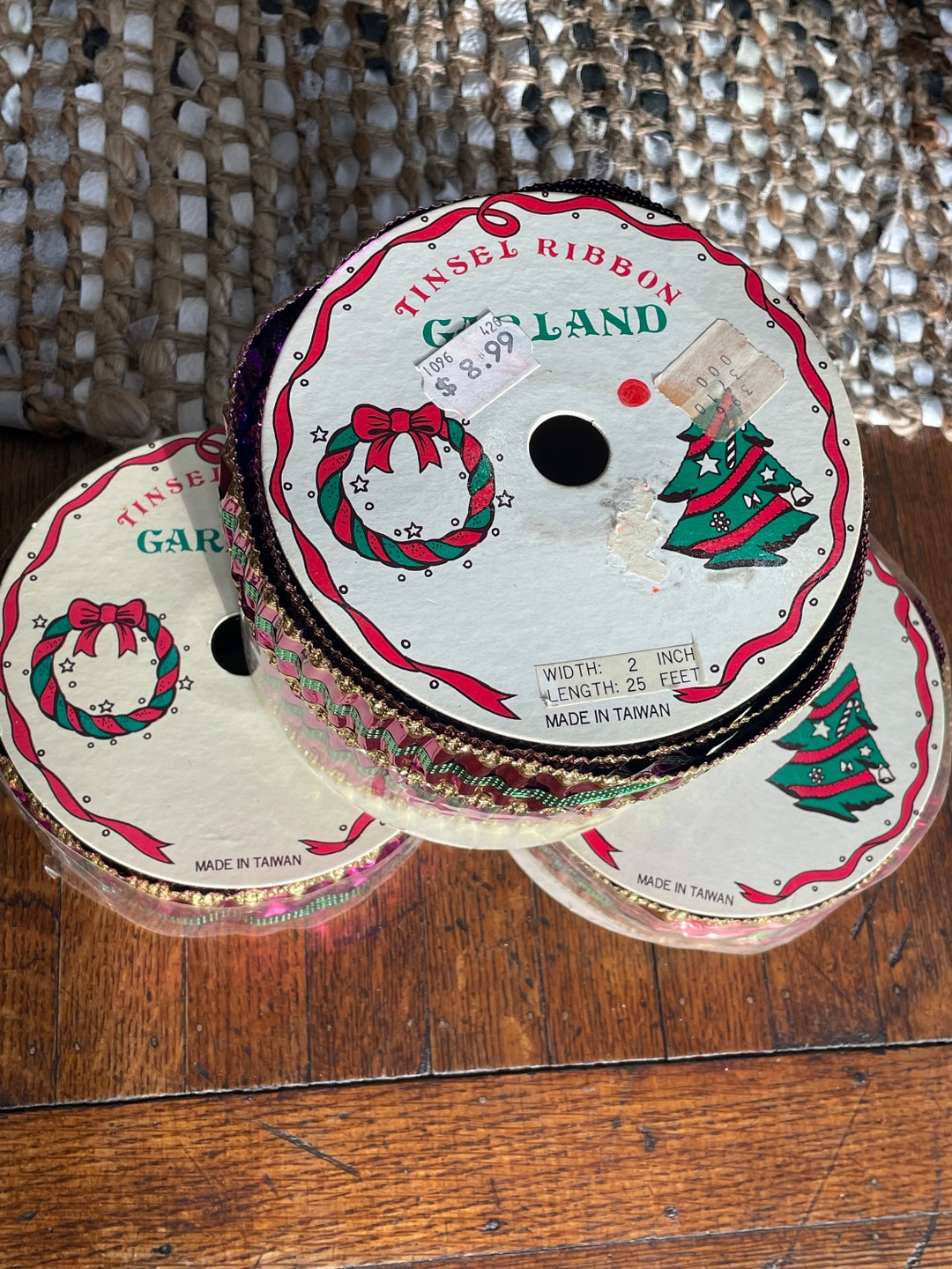 Vintage Tinsel Ribbon Garland. Made in Taiwan. Etsy