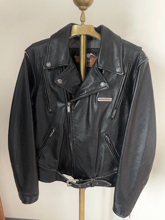 Vintage 2002 Harley Davidson black leather jacket. - image 1