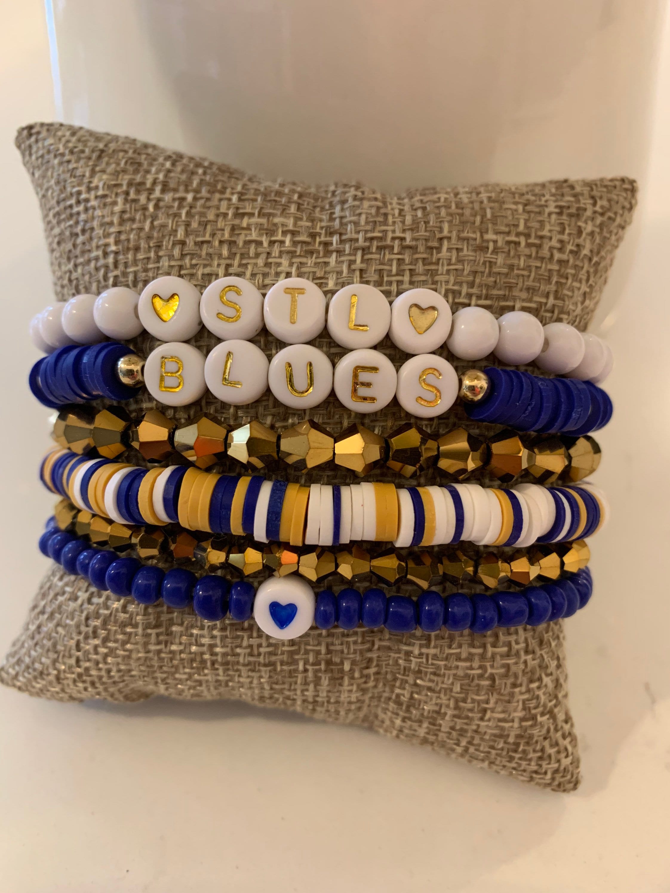 Blues Gameday Heishi Stackable Bracelets Set of 6 