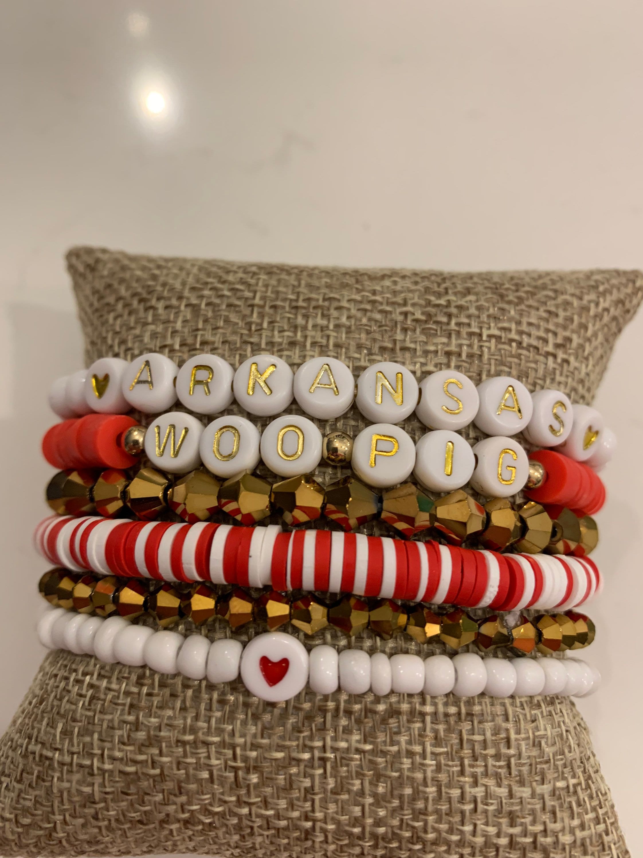 Arkansas Gameday Heishi Stackable Bracelets Set of 6 picture