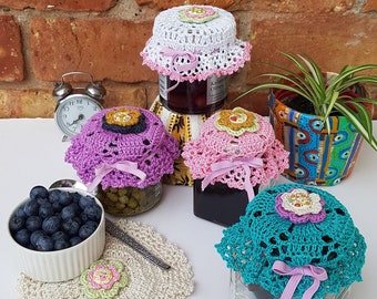 Cubierta retro para olla de mermelada - Patrón fácil de crochet