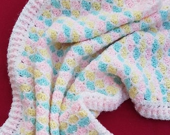 Sherbet Hearts Baby Blanket - intermediate crochet pattern