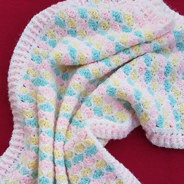 Sherbet Hearts Baby Blanket - intermediate crochet pattern