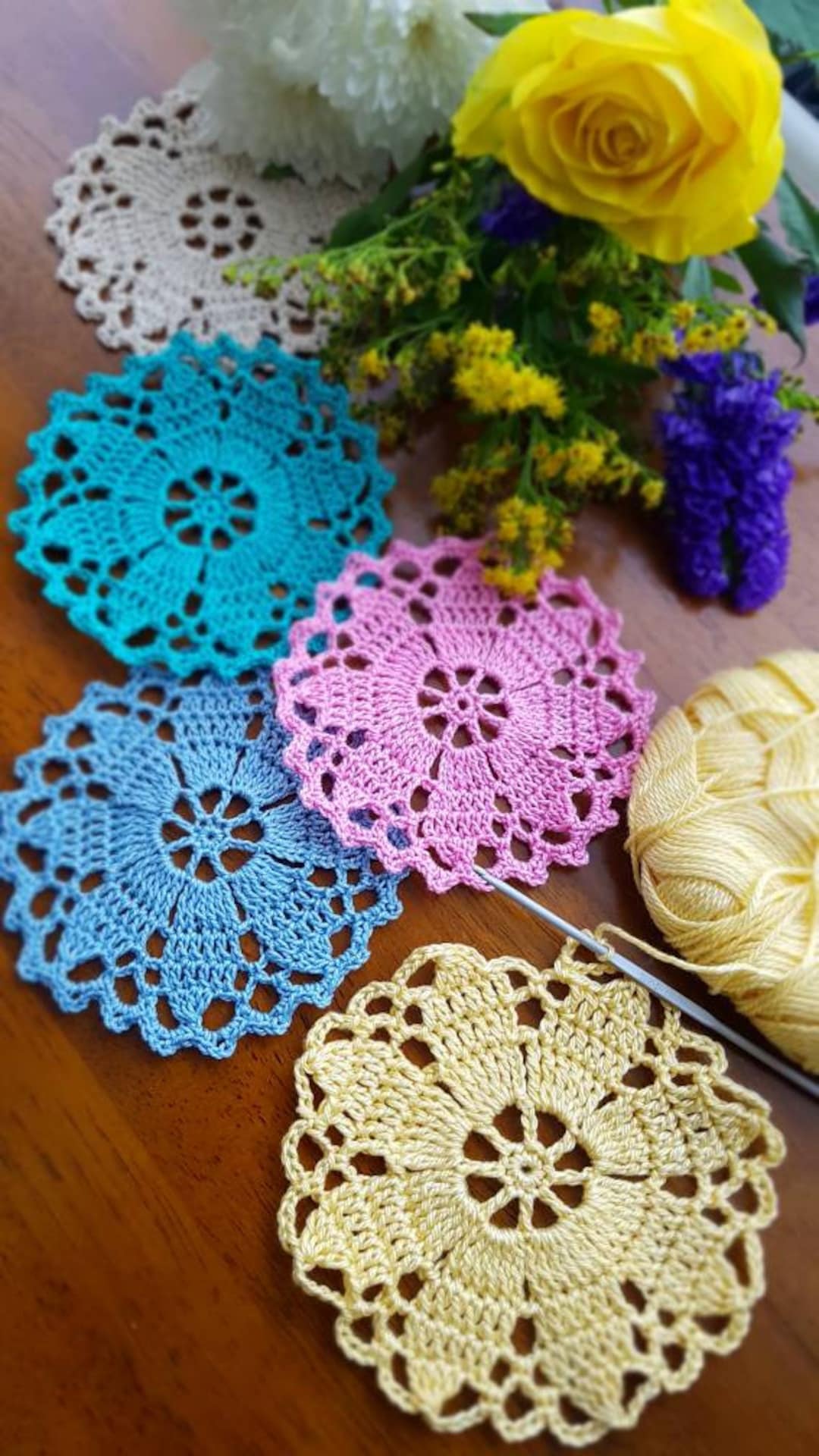 Vintage Coasters Easy Crochet Pattern Etsy