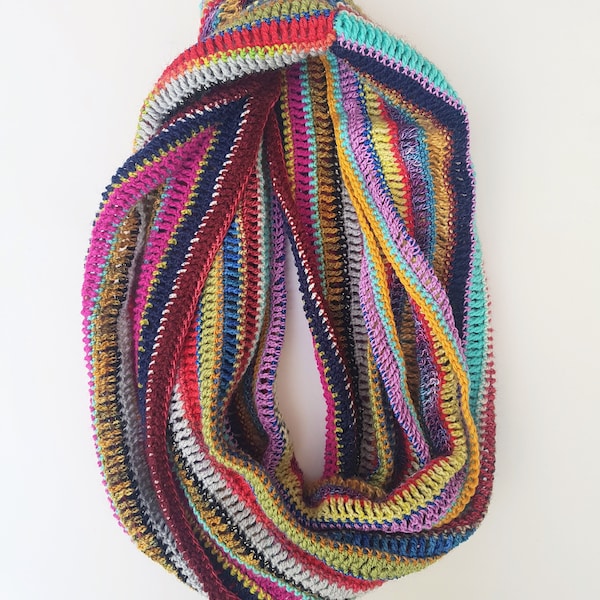 Rainbow Tracks Scarf - easy crochet pattern