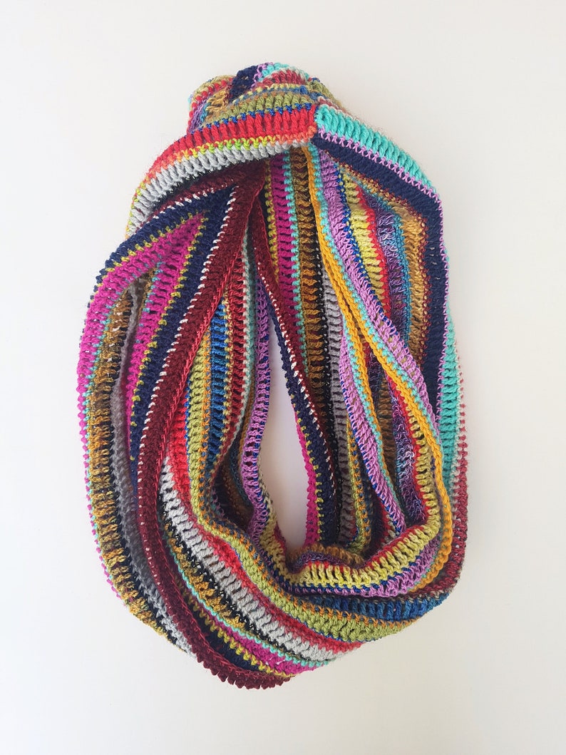 Rainbow Tracks Scarf easy crochet pattern image 1