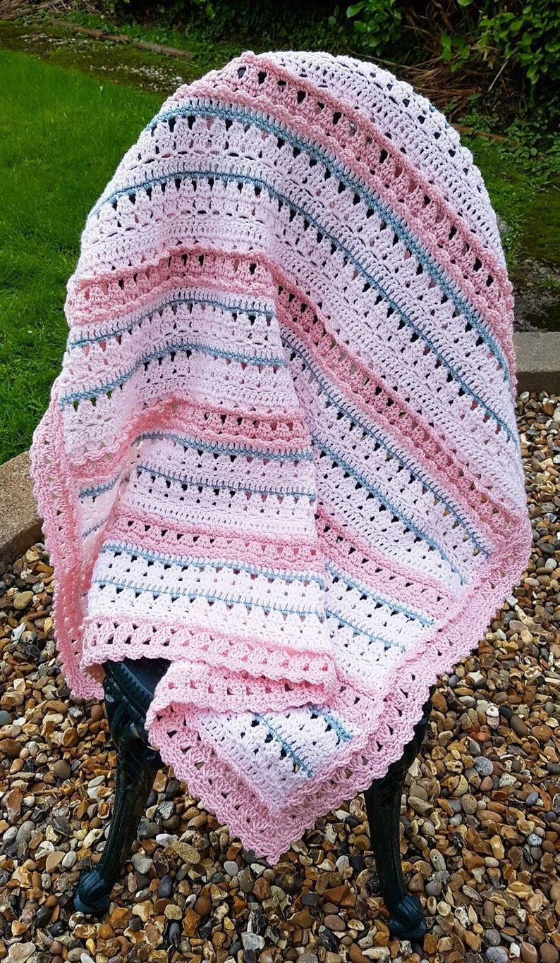 Mermaids and Waves Baby Blanket Intermediate Crochet Pattern image 1