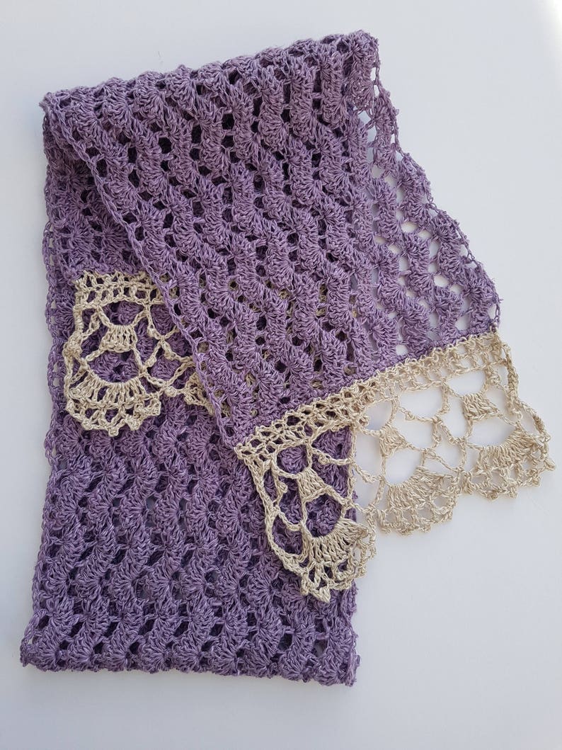 Linen and Lace Scarf Intermediate Crochet Pattern image 6