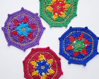 Posavasos de cócteles festivos - Patrón de crochet intermedio