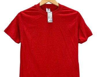 NWT Vintage 80's Blank Red 50/50 T-Shirt S/M