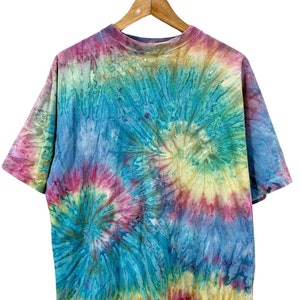 Vintage 90&#39;s Earth Tribe Super Colorful Tie Dye Psychedelic T-Shirt Large Distressed