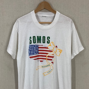 Vintage 90er Jahre Somos El Paso USA Flagge Super Weich Dünn 50/50 T-Shirt Groß