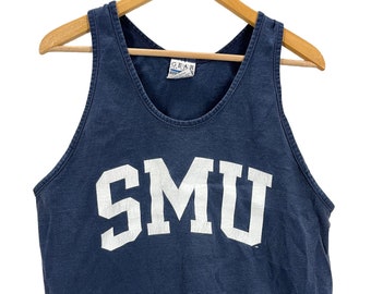 Vintage 90's Southern Methodist University SMU Blue Tank Top Shirt Medium