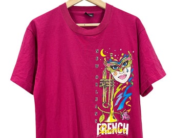 Vintage 80's New Orleans French Quarters Mardi Gras Soft Thin Distressed T-Shirt Fits M