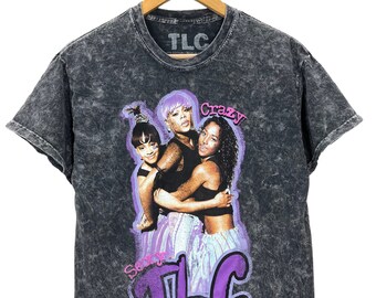 TLC Crazy Sexy Cool Black Acid Wash Hip Hop T-Shirt M