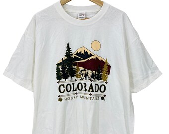 Vintage Colorado Rocky Mountains Nature Art T-Shirt XL Excellent Condition