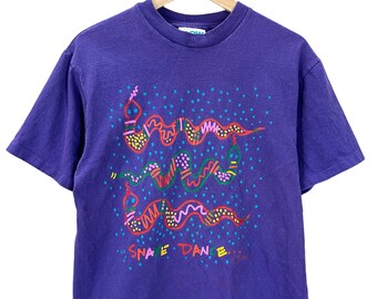 Vintage 90's Snake Dance Colorful Art T-Shirt Fits M