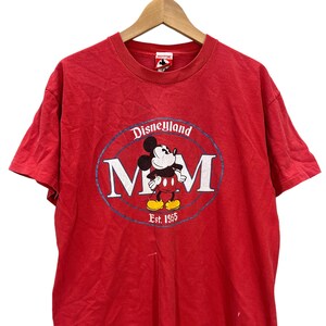 Vintage 90&#39;s Mickey Mouse Disneyland Faded Red Single Stitch T-Shirt Large