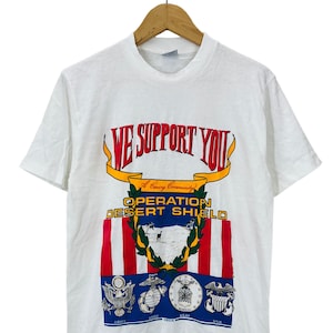 Vintage 1990 US Military Operation Desert Shield T-Shirt Small