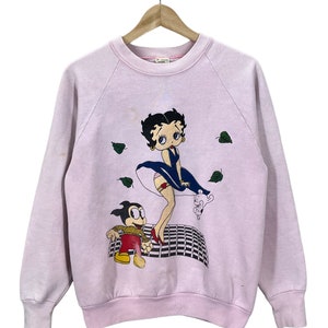 Vintage 80&#39;s Betty Boop Marilyn Monroe Distressed Pink Sweatshirt Fits Small