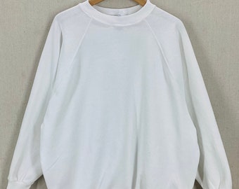 Vintage 80's 90's Blank White Soft Raglan Sweatshirt Women’s 3XL EUC