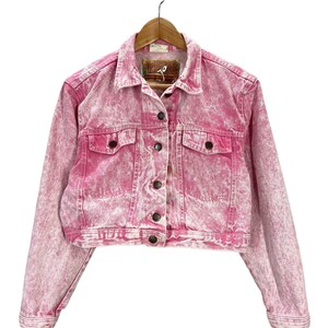 Pink acid wash denim jacket clearance