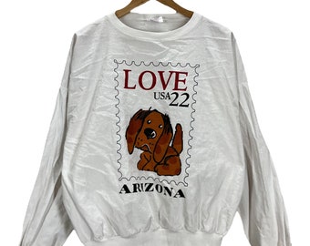 Vintage Cartoon Dog Love Arizona Long Sleeve T-Shirt Medium