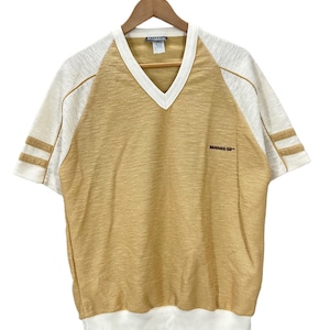 Camisa vintage de los años 70, estilo disco, de dos tonos, estilo preppy, de gran tamaño y en excelente estado