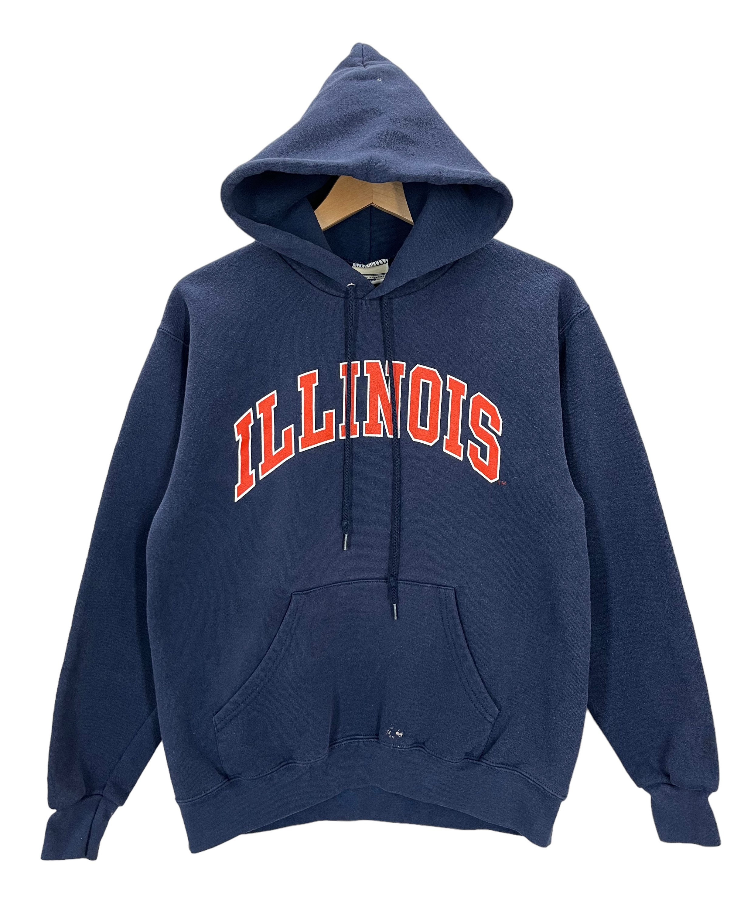 Vintage 90 s University of Illinois Illini Blue Hoodie Sweatshirt Small Etsy