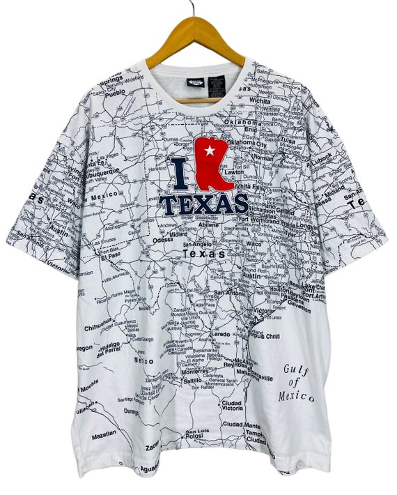 Vintage Texas State Map Print All Over T-Shirt 2XL - image 1