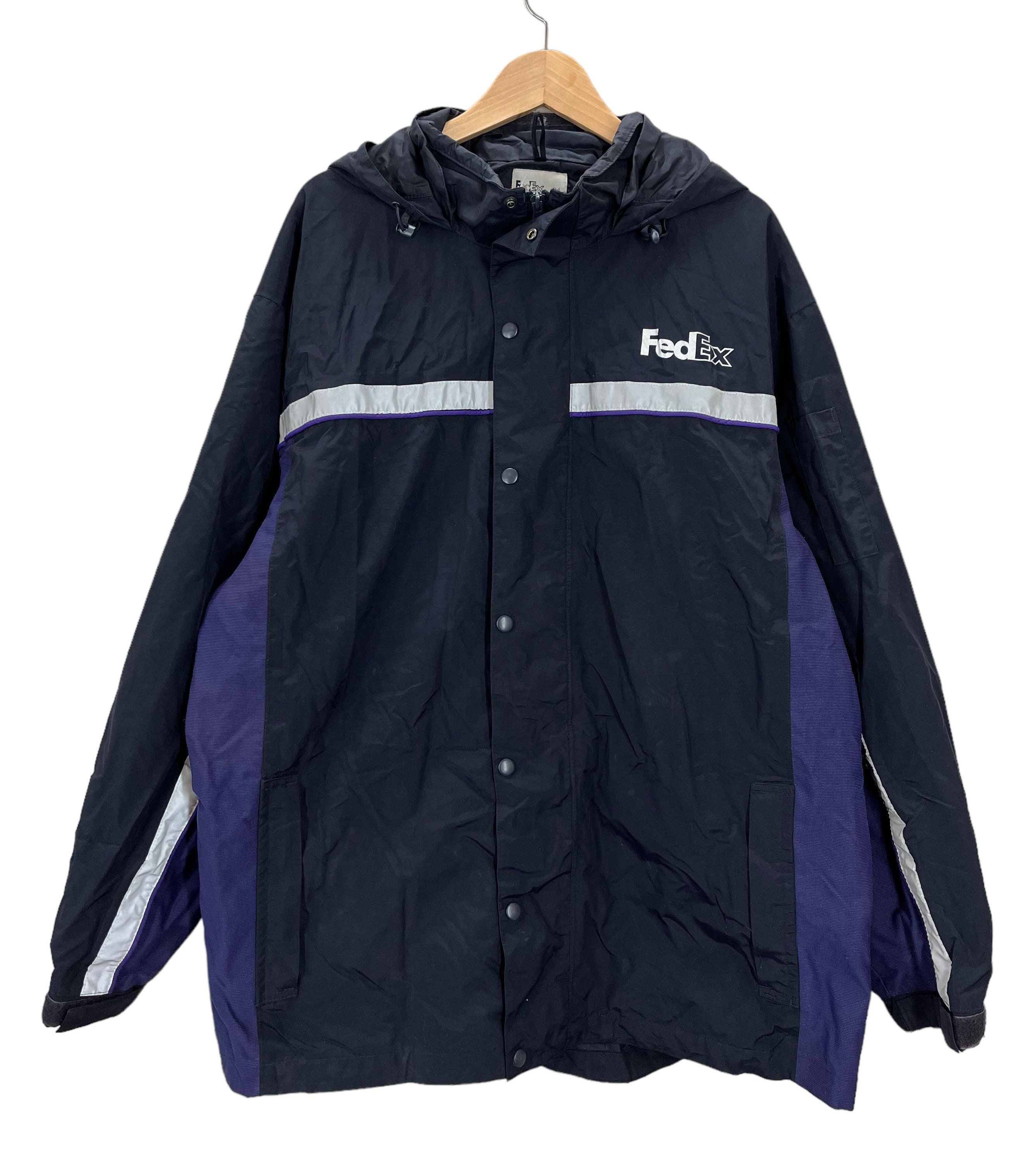 vintage FedEx Stan Herman Veste reflechissante a capuche bicolore 2XL