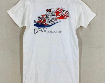 NOS Vintage 60's 70s DFW Dragboat Club Drag Racing T-Shirt Small