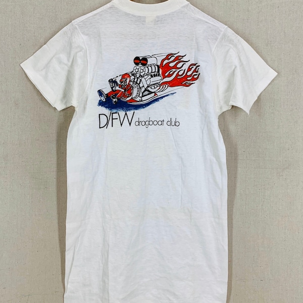 NOS Vintage 60's 70s DFW Dragboat Club Drag Racing T-Shirt Small