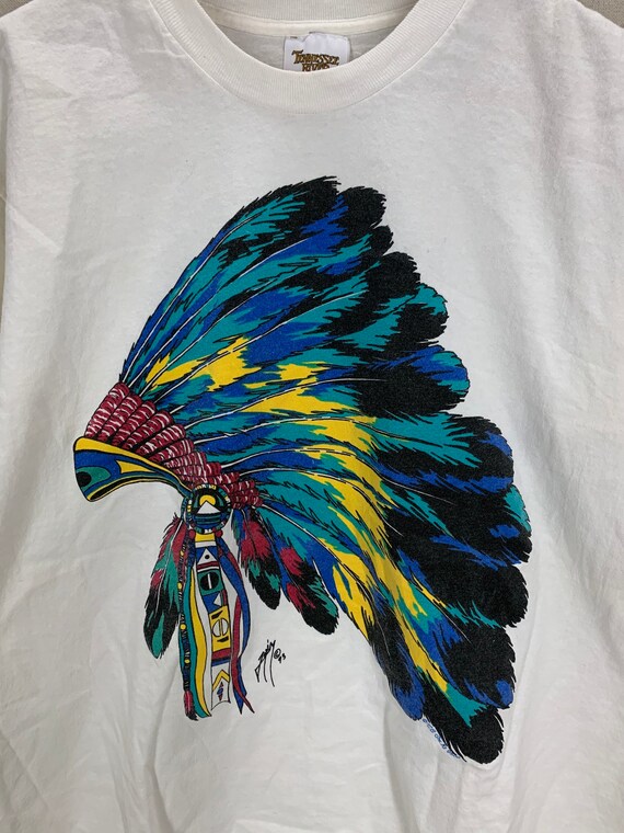 Vintage 90's Native American Indian Headdress Art… - image 2