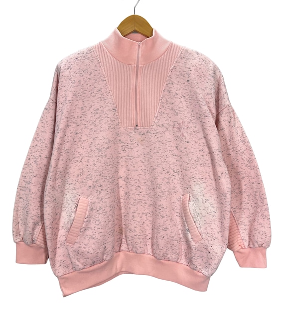 Vintage 80's 1/4 Zip Faded Pink Pullover Sweatshir