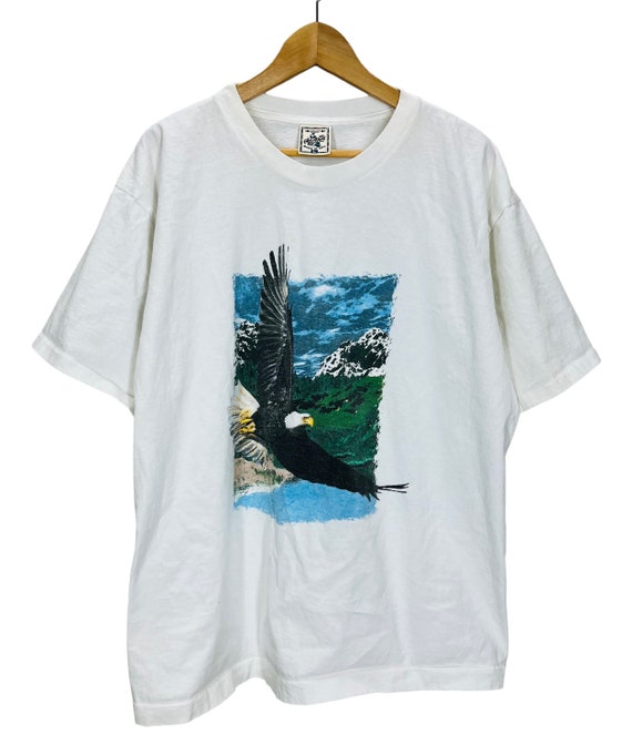 Vintage 90's Bald Eagle Nature Art T-Shirt XL - image 1