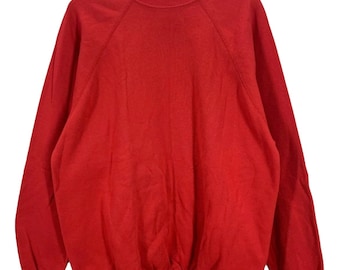 Vintage 80's Blank Red Soft Raglan Sweatshirt Fits XL EUC