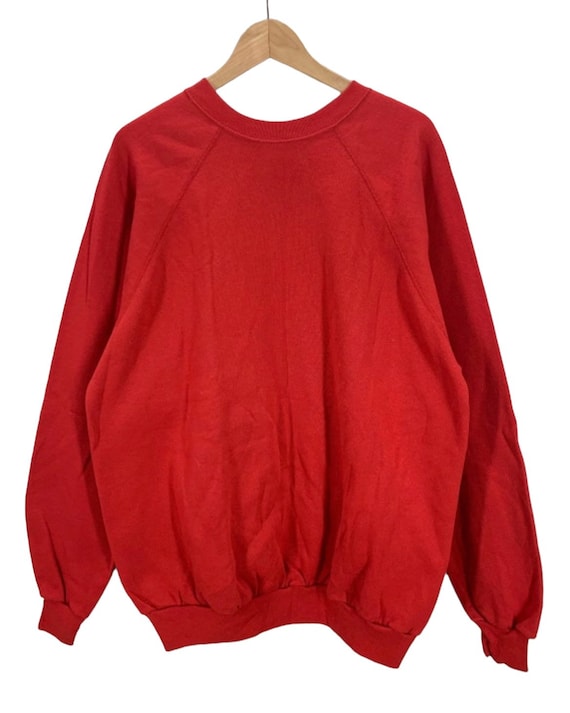 Vintage 80's Blank Red Soft Raglan Sweatshirt Fit… - image 1
