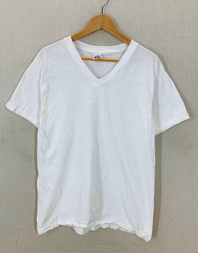 NOS Vintage 90's Blank White T-Shirt Medium image 1