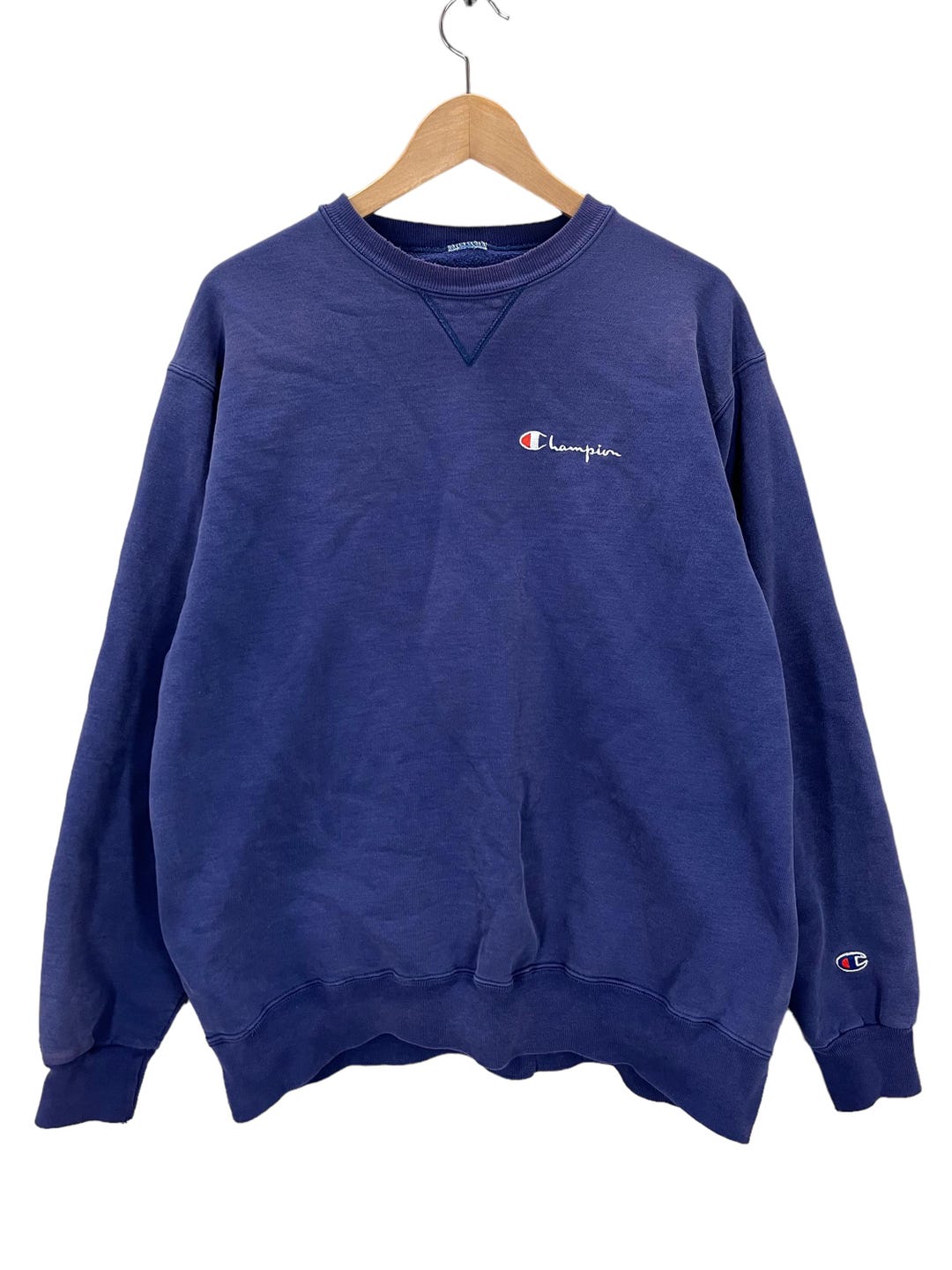 90'S Champion V-neck nylon pullover, men's size M, vintage Nylon blue type Vintage Second Hand