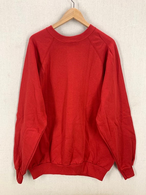 Vintage 80's Blank Red Soft Raglan Sweatshirt Fit… - image 2