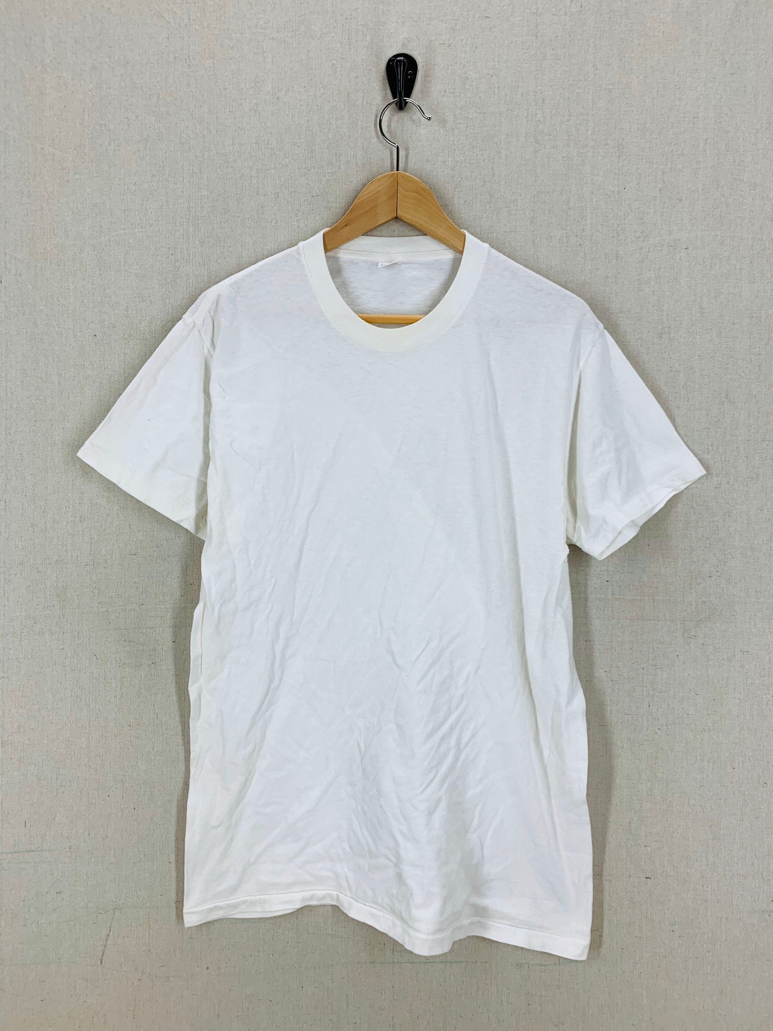 Vintage 90's Blank White Single Stitch TShirt Sz Medium Etsy