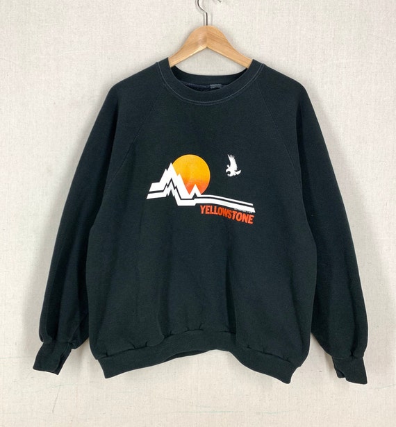 Vintage 80's Yellowstone National Park Art Black R