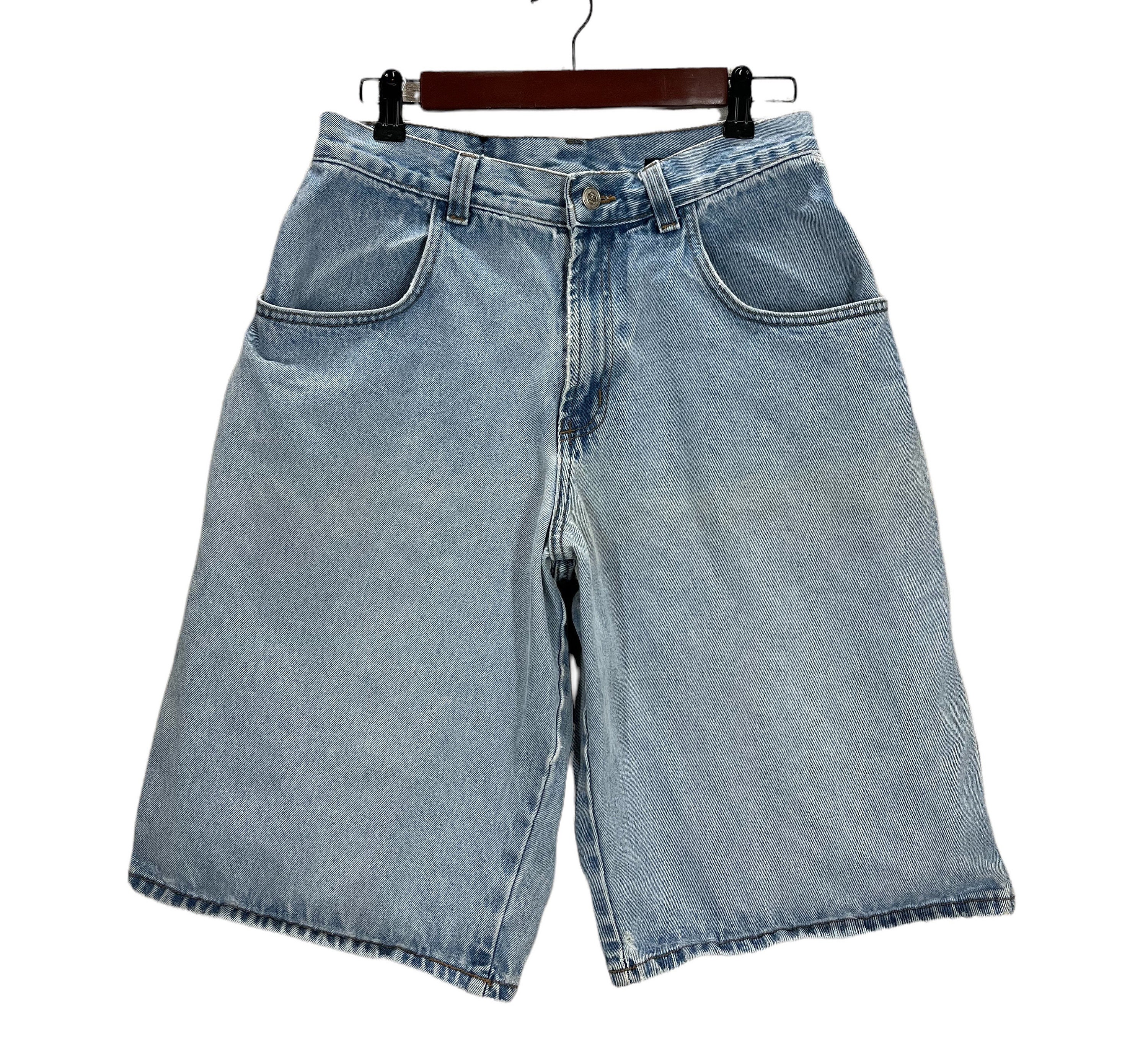 Vintage is Interstate Faded Grunge Blue Denim Skater Jean Shorts 