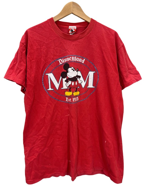 Vintage 90's Mickey Mouse Disneyland Faded Red Si… - image 1