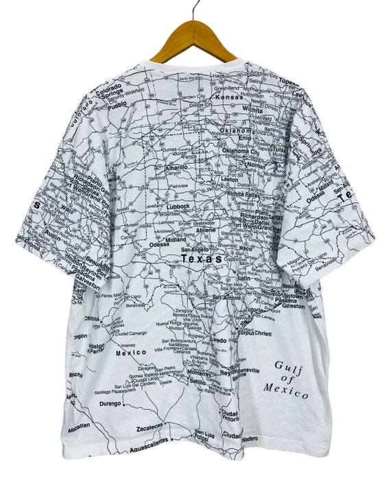 Vintage Texas State Map Print All Over T-Shirt 2XL - image 2