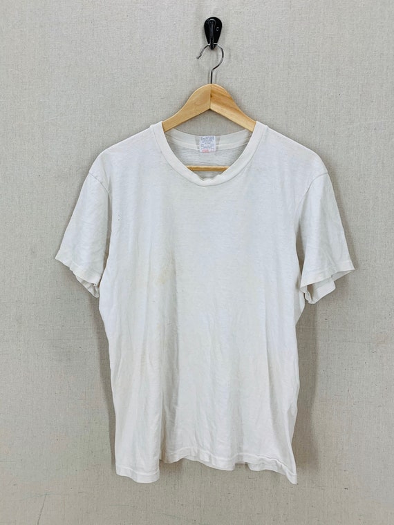 Vintage 90's Distressed Blank White Single Stitch