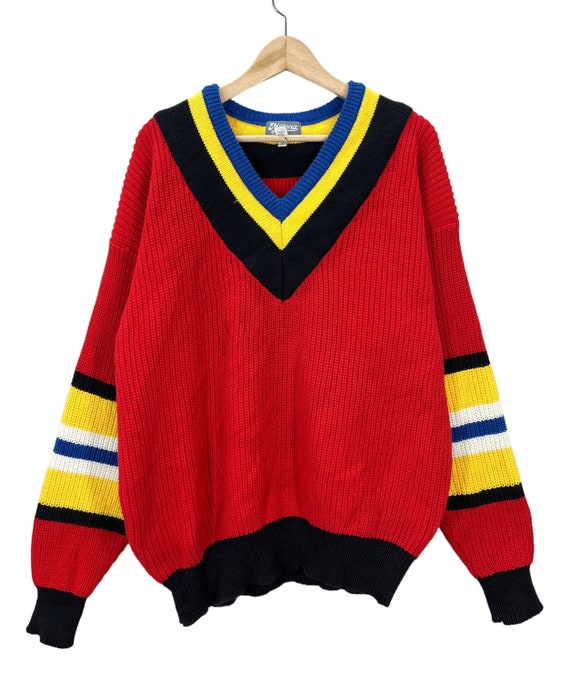 Vintage Colorful Striped Cable Knit Pullover Sweat
